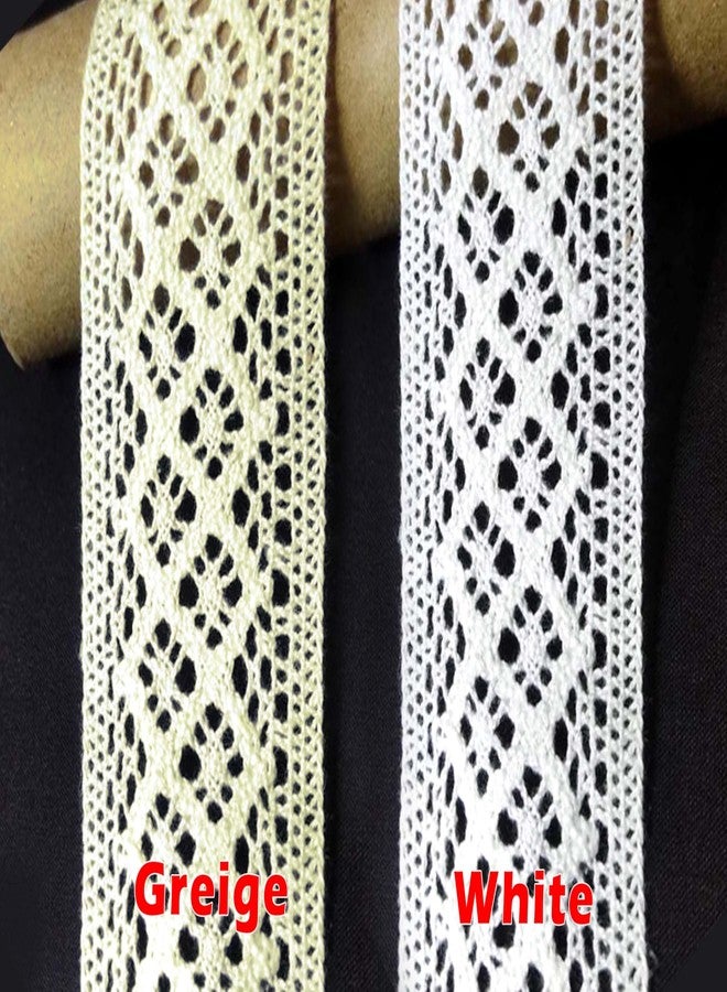 Mezin Cotton Double Square Crossiya Lace Border for Dress, Kurtis, Dupatta, Bag, Craft and Decorations (5 Mtr-Off White) - Image 5
